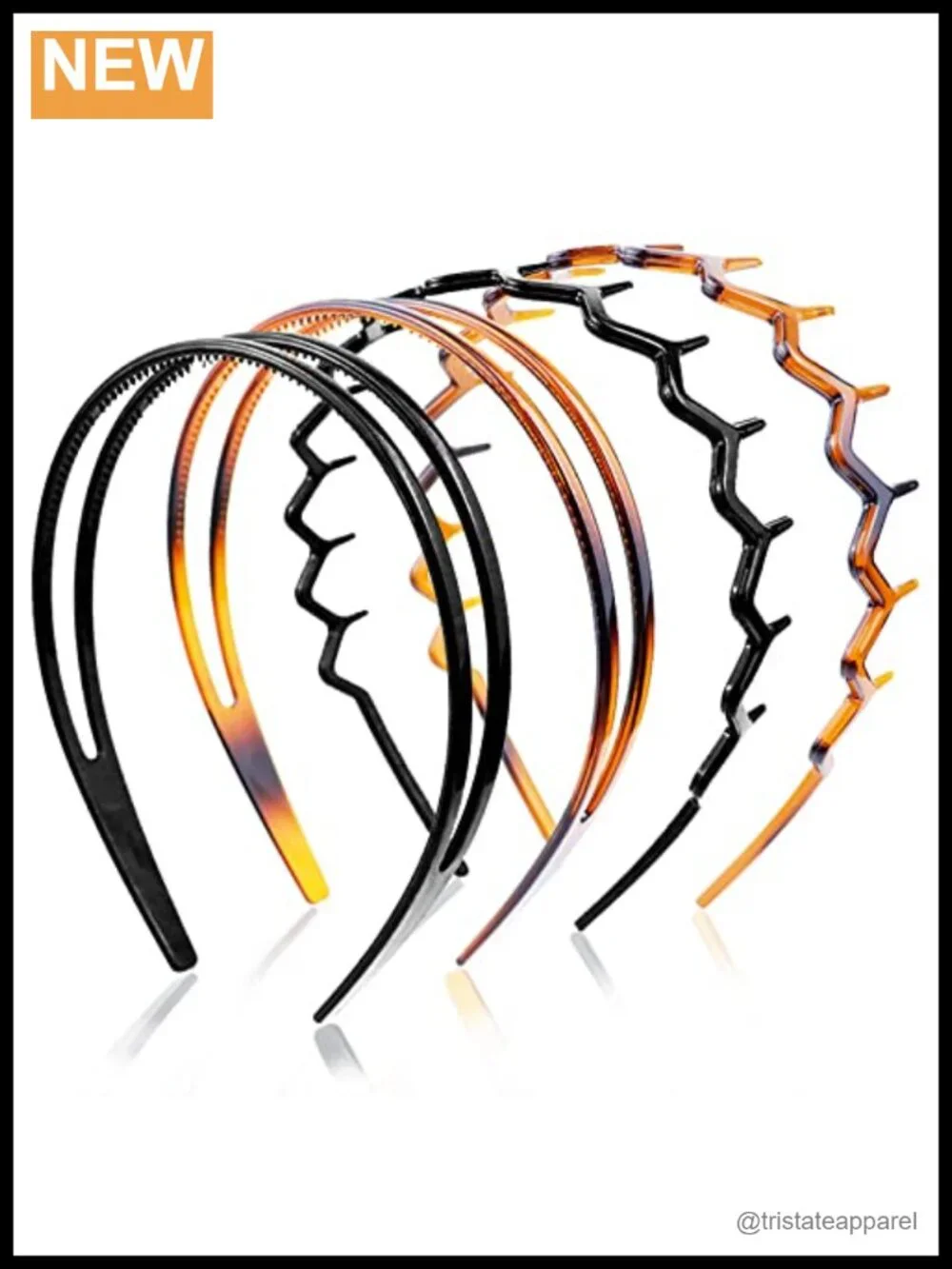 Zigzag Shark Tooth Plastic Headbands Set of 4 Non-Slip Double Row